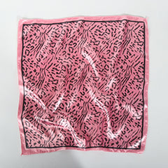 Small Square Satin Scarf Solid Graffiti Leopard Print Head Wrap Hair Accessories