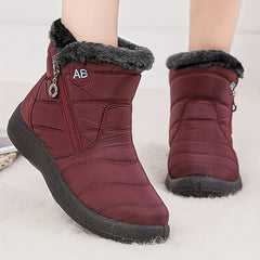 Women's Faux Fur Snow Boots Winter Ankle Boots Side Zipper
