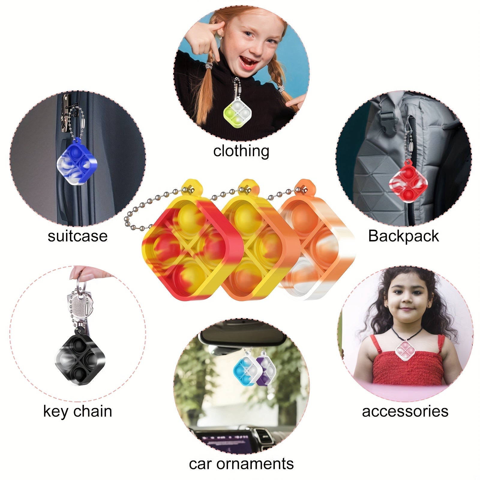 Mini Pop Keychain Fidget Toys Bulk Silicone Stress Relief Hand Toys For Toddlers