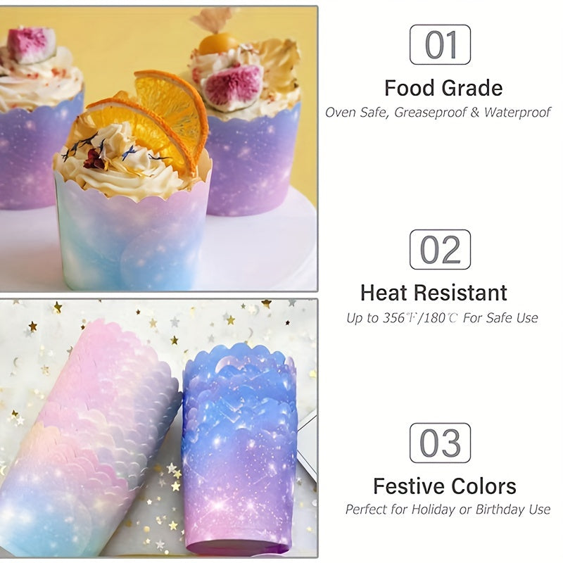 50pcs Starry Sky Cupcake Liners Heat Resistant