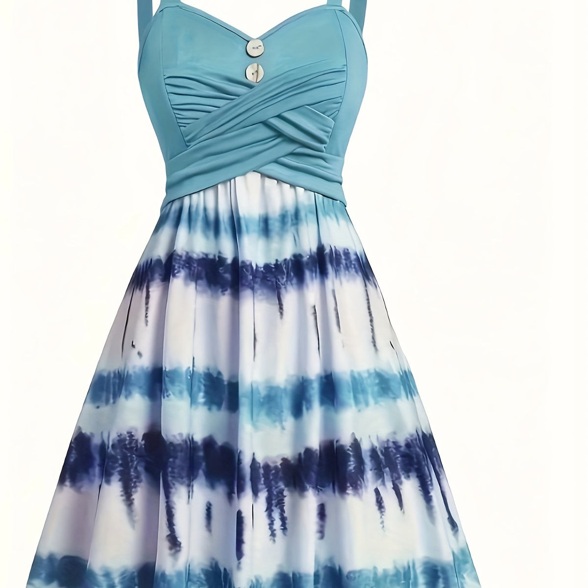  Boho Tie Dye Ruched A-Line Maxi Cami Dress