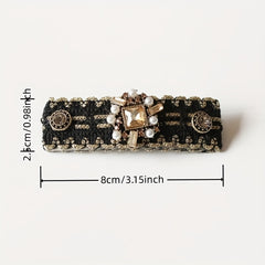 Velvet Bow Hair Clip Rhinestone Side Clip Head Jewelry for Women