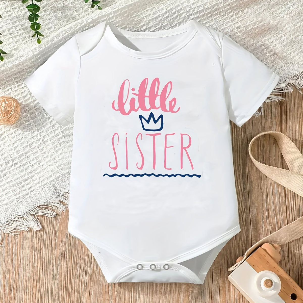 Baby Girls Little Sister Short Sleeve Onesie for Summer