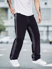 Men's Casual Distressed Straight Leg Jeans with Pockets
