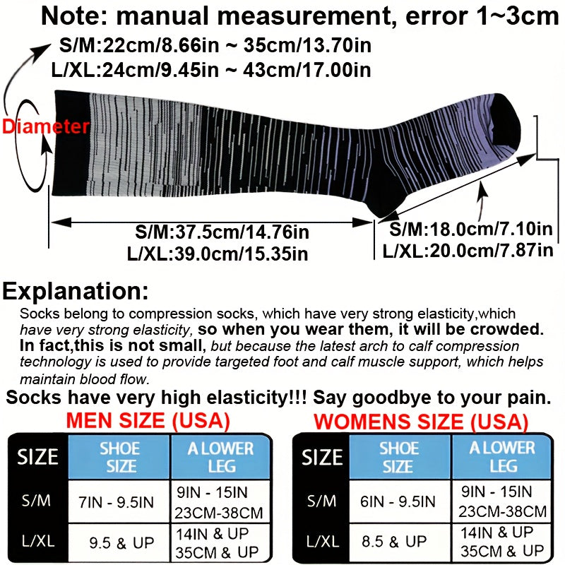 Unisex Running Compression Socks 20-30 Mmhg for Marathon Cycling Football