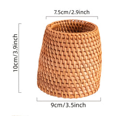 Hand-woven Rattan Tea Pen Holder Office Storage Basket
