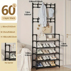 Coat Rack Shoe Storage Shelf Vertical Hanging Clothes Stand