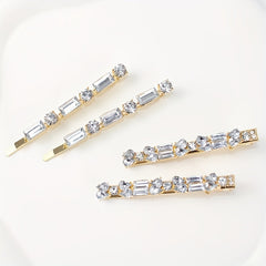 4pcs Rhinestone Hairpin Long Hair Clip for Women Girls