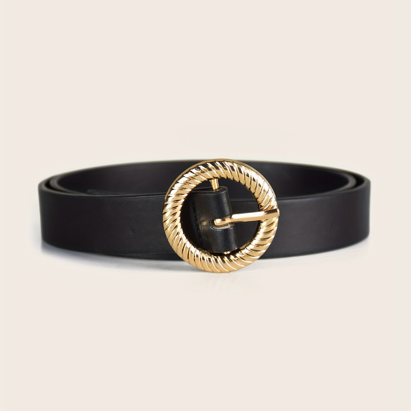 PU Thin Belt Geometric Twist Metal Buckle Waistband Women Jeans Pants Belt