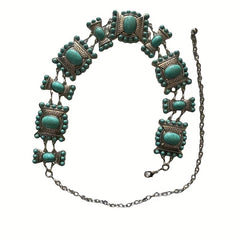 Retro Turquoise Chain Belt for Women