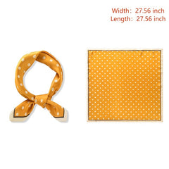 70cm Polka Dot Satin Square Scarf Solid Silk Bandana Head Wrap