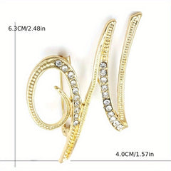Rhinestone Letter Brooch Pin Alloy Diamond Inlaid Corsage Jewelry