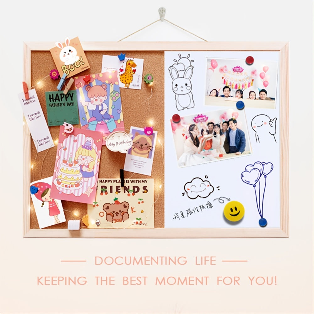 30 Magnetic Whiteboard & Cork Board Combo - Messages Drawings & More