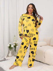  Heart & Letter Print Pajamas Set
