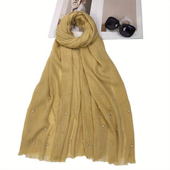 Slub Yarn Pearl Scarf Thin Raw Edge Shawl