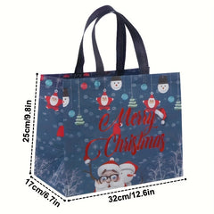 6pcs Christmas Gift Bags Reusable Tote Bags Festive Non-Woven Grocery