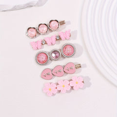 5pcs Sweet Pink Flower Hair Clip for Women Girls