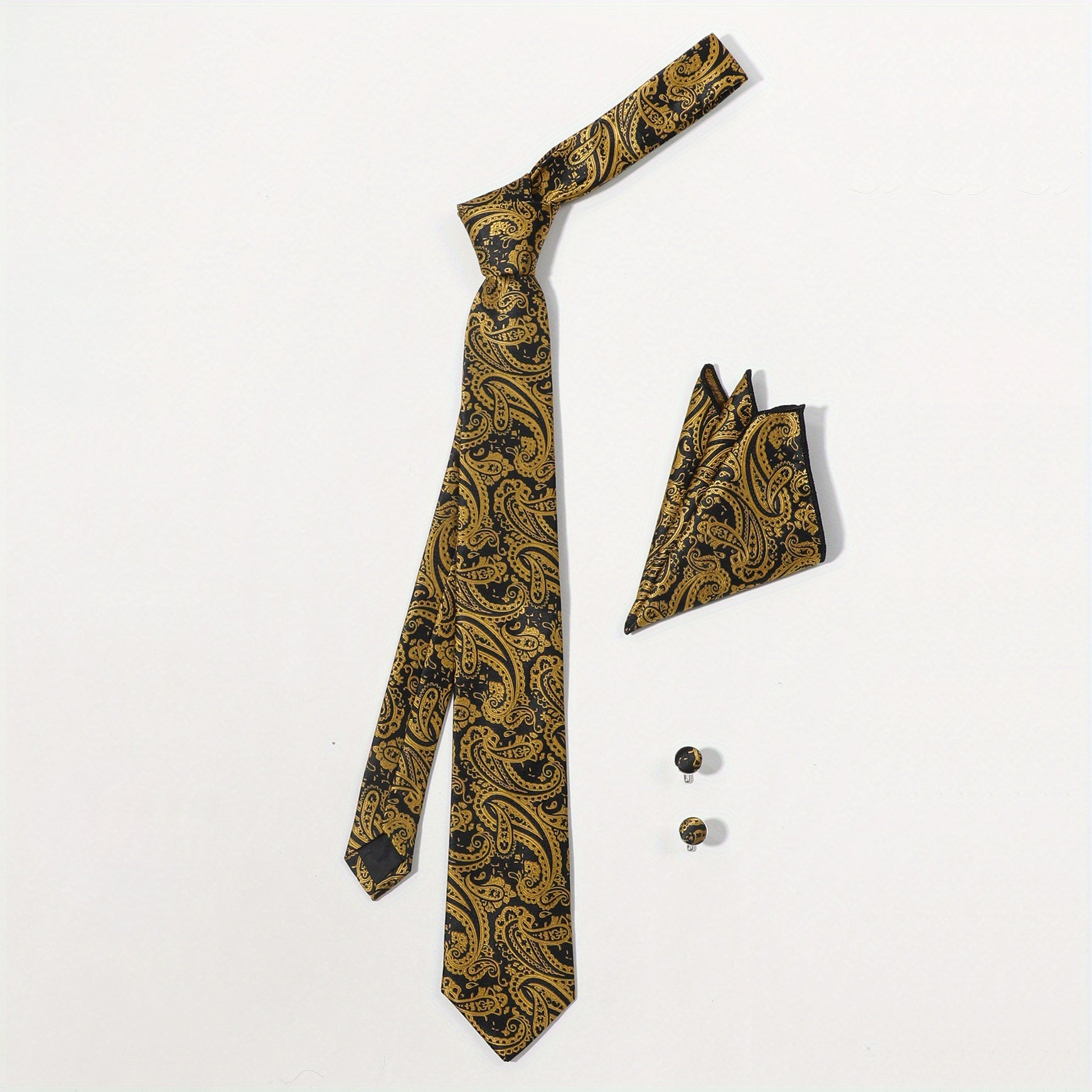 4pcs Golden Paisley Tie Set for Men Women