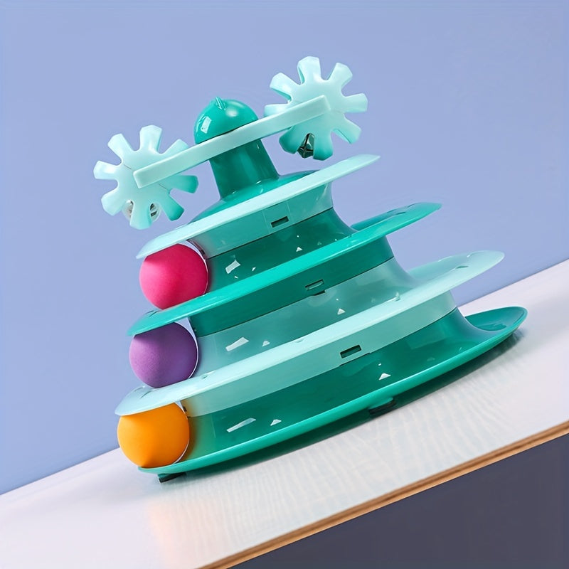 Interactive Cat Toy Roller with 4 Levels and Balls