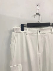  Solid High Rise Wide Leg Cargo Trousers