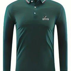Men's Baseball Print Polo Shirt Casual Slightly Stretch