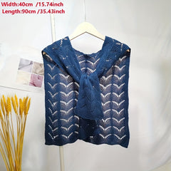 Geometric Hollow Out Shawl Knitted Warm Wrap Thin Breathable Cape Cardigan