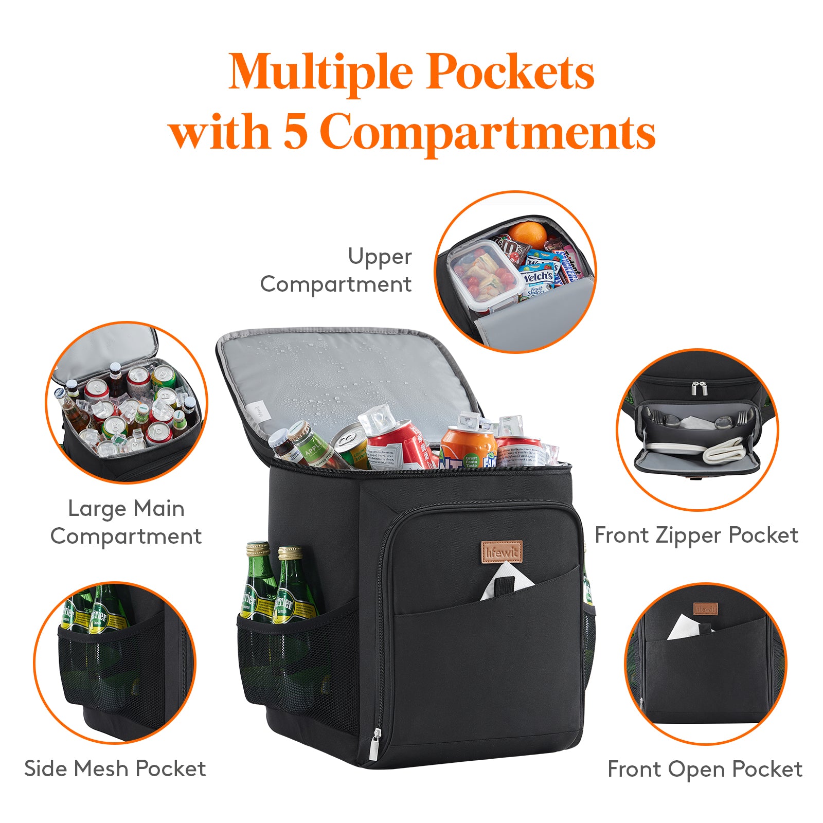 Large Insulated Cooler Backpack Leakproof Portable Fridge for Picnic