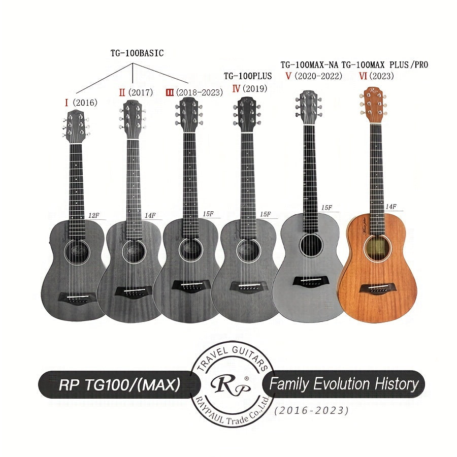 TG100MAX PRO VI All Solid Mahogany Small Body Acoustic Travel Guitar