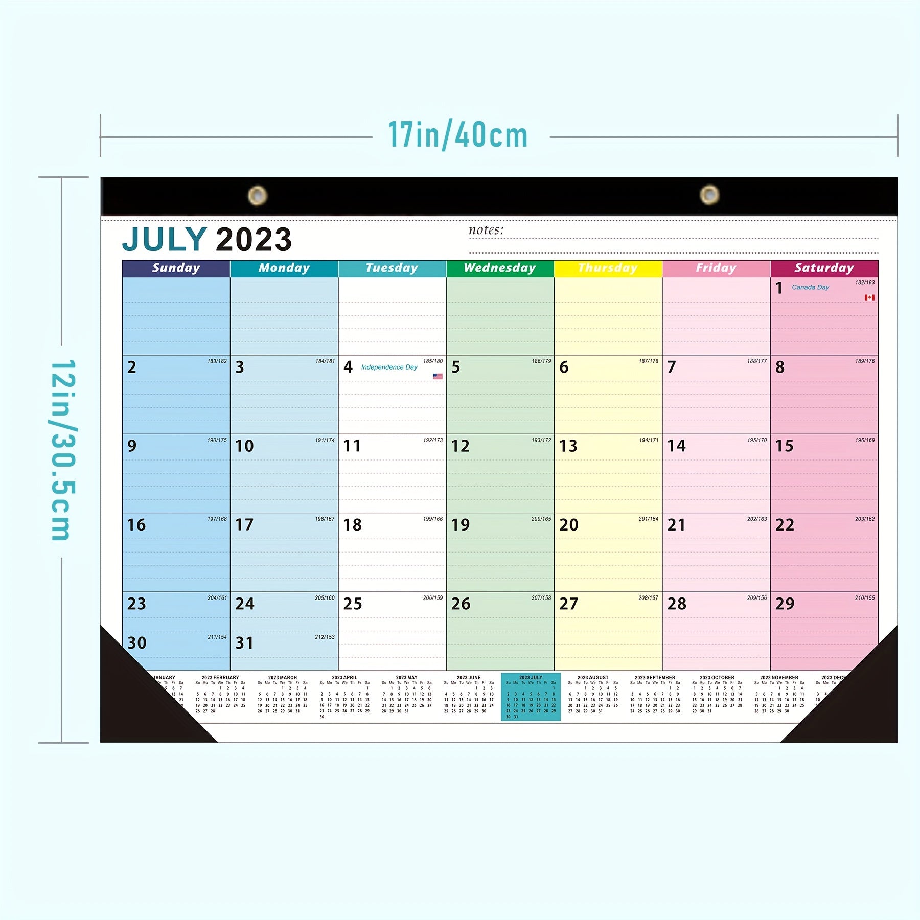 2022 Wall Calendar 17x12 - July to Dec - Thick Paper, Plastic Cover