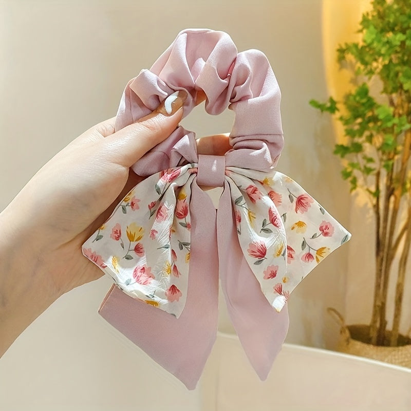 Bow Decor Scarf Scrunchies Candy Hair Rope Sweet Hair Ring