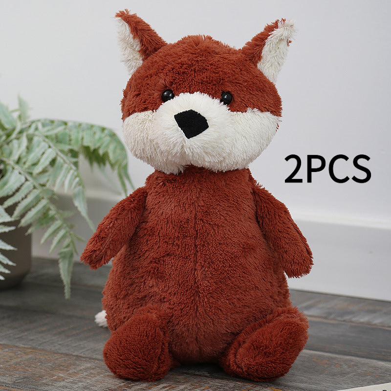 2pcs Fox Plush Dolls Soft Stuffed Animals for Christmas