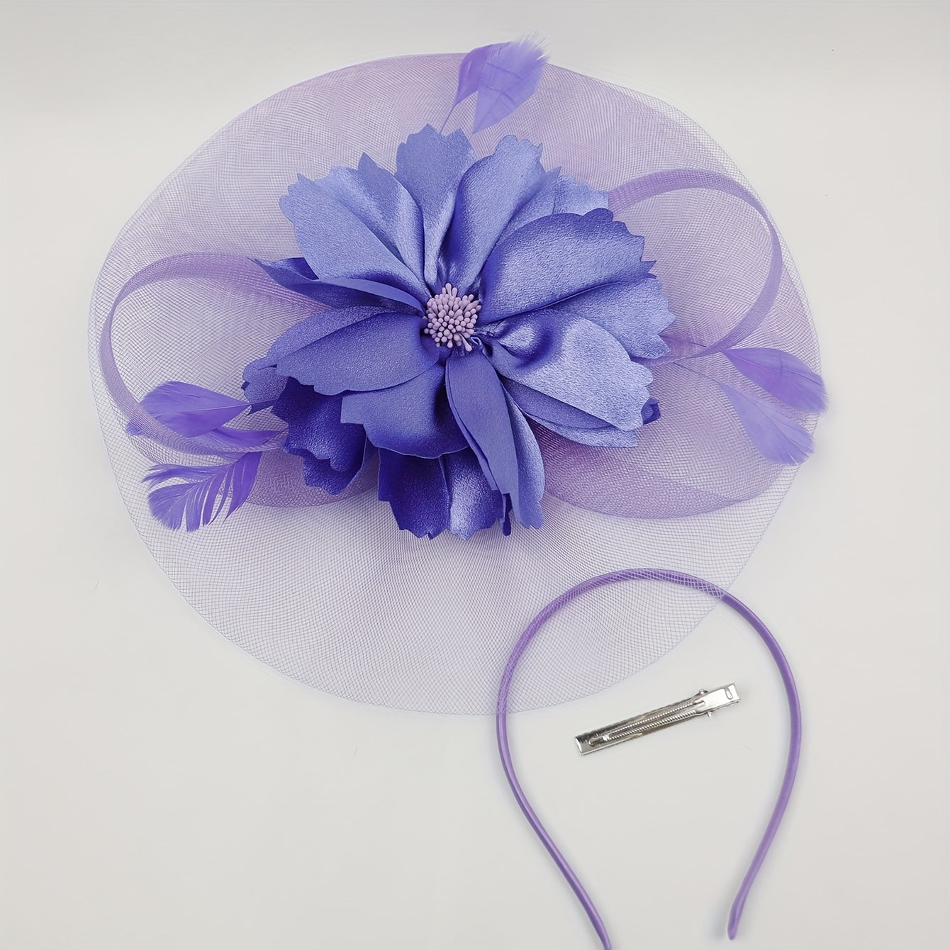 Women's Yellow Organza Veil Floral Accent Headwear