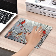 Winter Birch Trees And Cardinals Mouse Pad