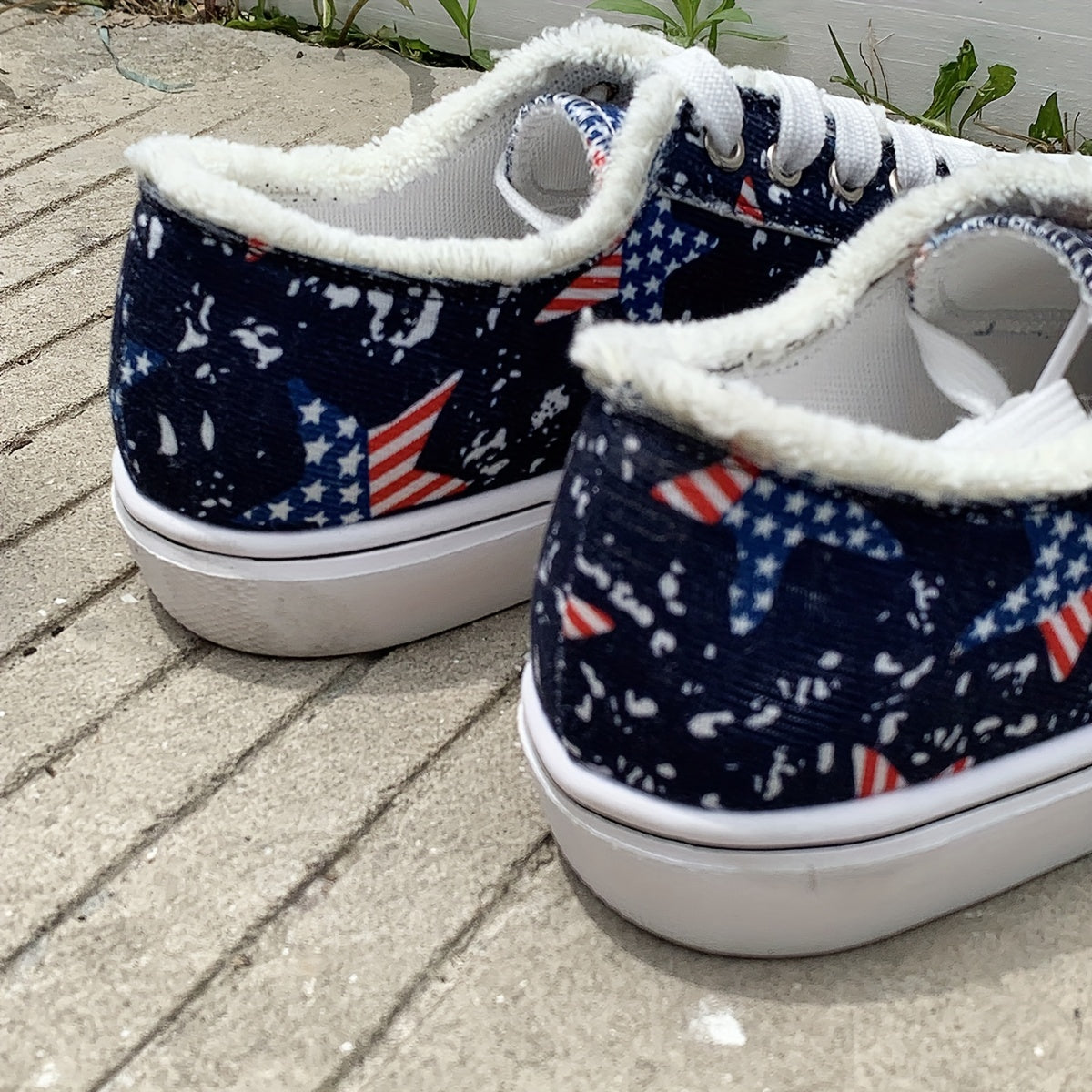 Women's Star Flag Pattern Canvas Sneakers for 4th of July