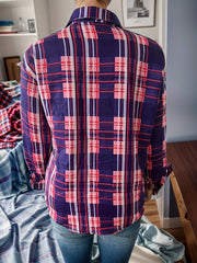  Plaid Print Long Sleeve Button Up Shirt