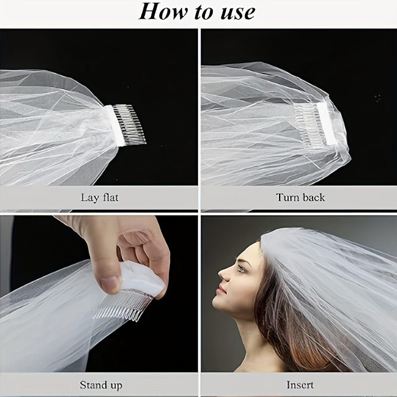 Custom Bridal Veil with Initials and Hearts - Soft Tulle Wedding Veil