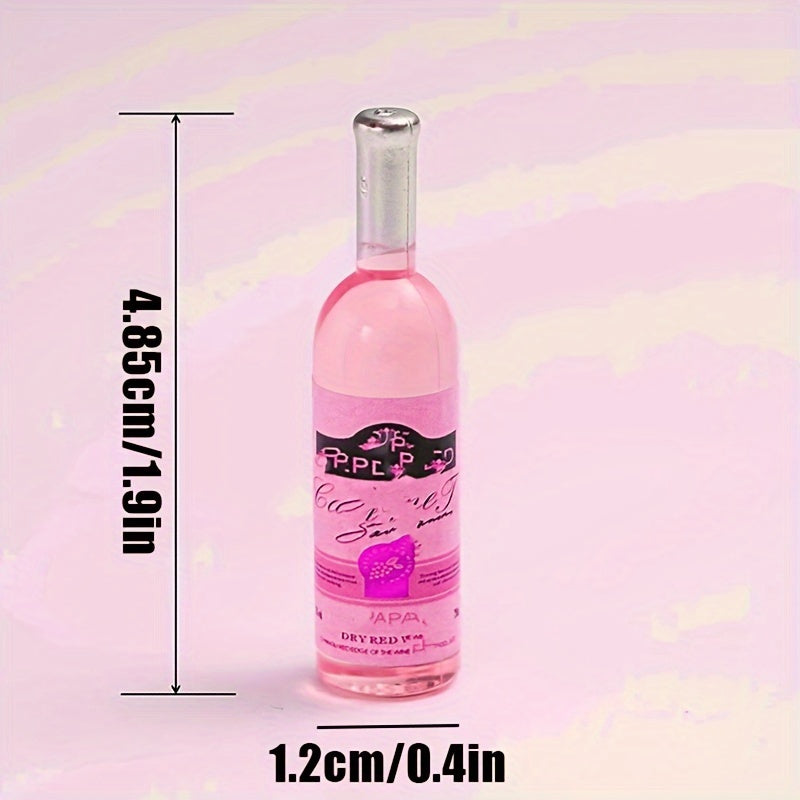 5pcs Mini Wine Bottles Cake Toppers Funny Dollhouse Cupcake Topper Set