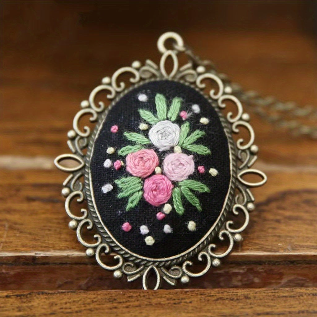 3D Embroidery Necklace Flowers Pattern DIY Cross Stitch Crafts