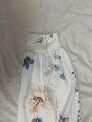  Floral Print Lantern Sleeve Cardigan