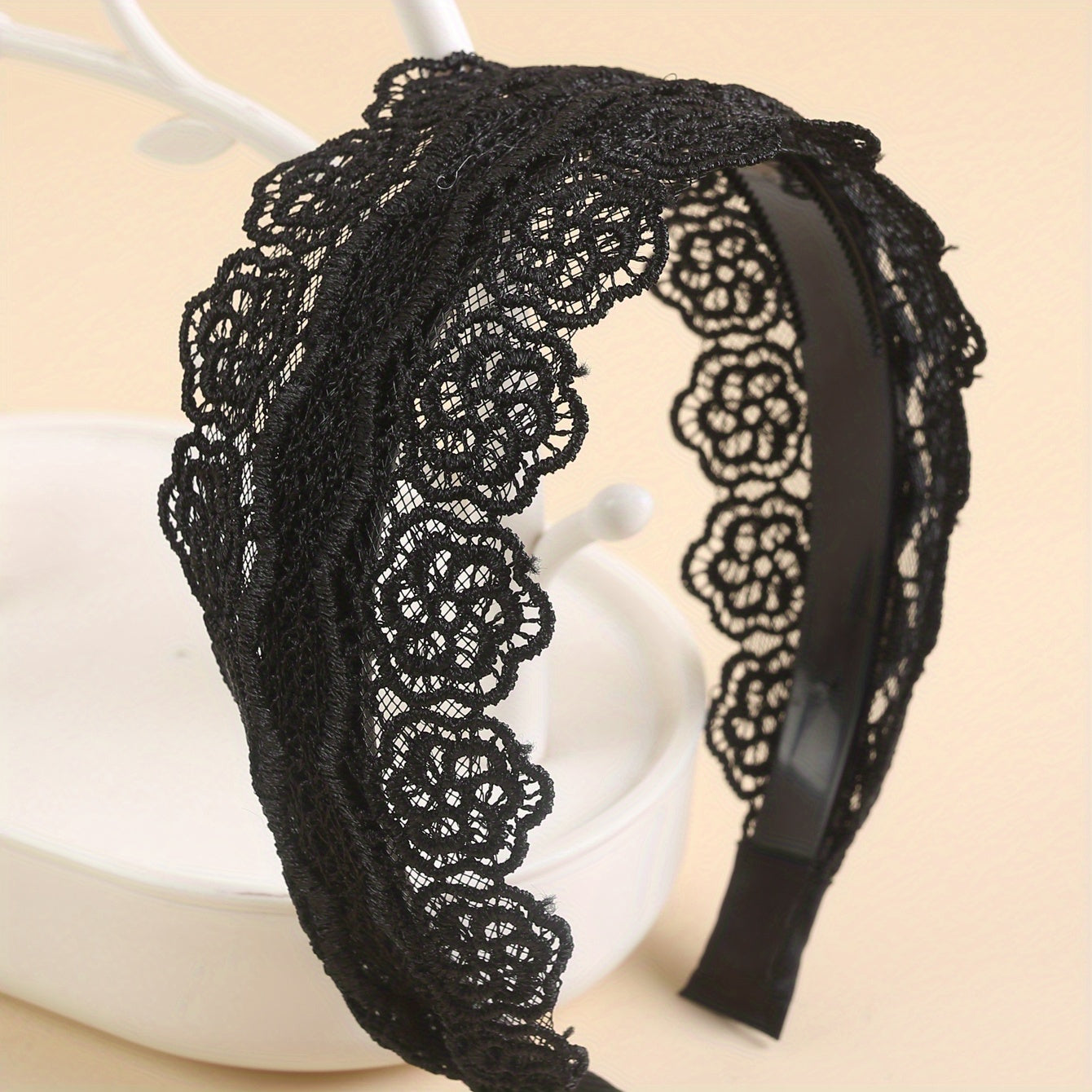 Wide Lace Headband Sweet Mother Headband Hollow Hair Band