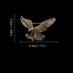 Vintage Eagle Brooch Men's Domineering Animal Pin Rhinestone Wings Chain Brooch