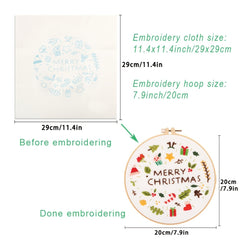 Embroidery Kit Merry Christmas Pattern 1 Hoop DIY Knitting Gift