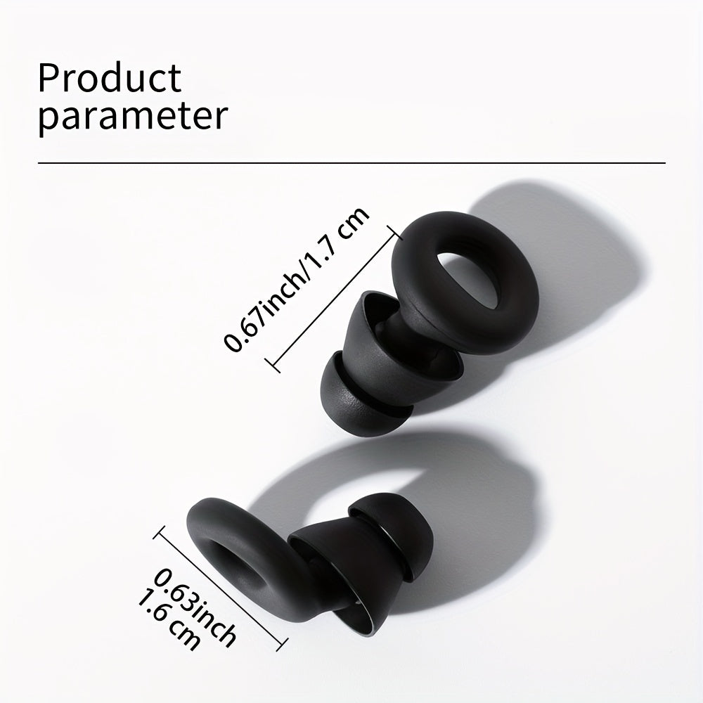 1pair Noise Reduction Silicone Ear Plugs Reusable for Sleep Swimming