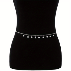 Faux Pearl Pendant Waist Chain Golden Silver Metal Belly Chain