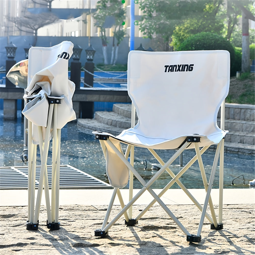 Portable Folding Chair with Side Pocket for Camping Fishing Travel