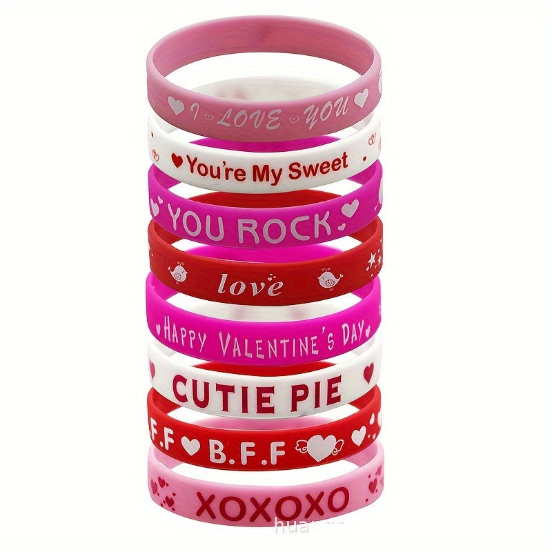 8pcs Love Pattern Silicone Bracelet Holiday Party Gift