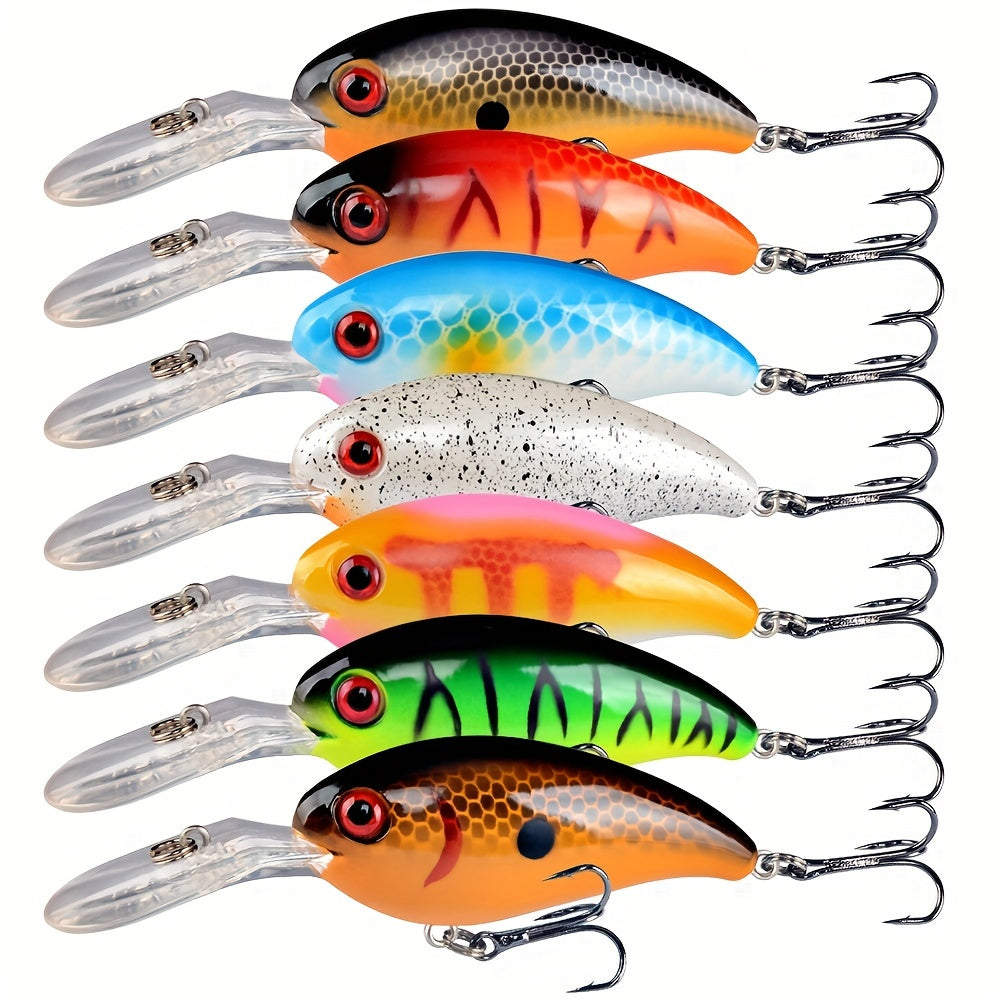 7pcs Crankbait Fishing Lures 3.94in 14g Treble Hooks