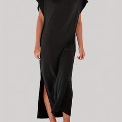  Solid Bat Sleeve Maxi Dress