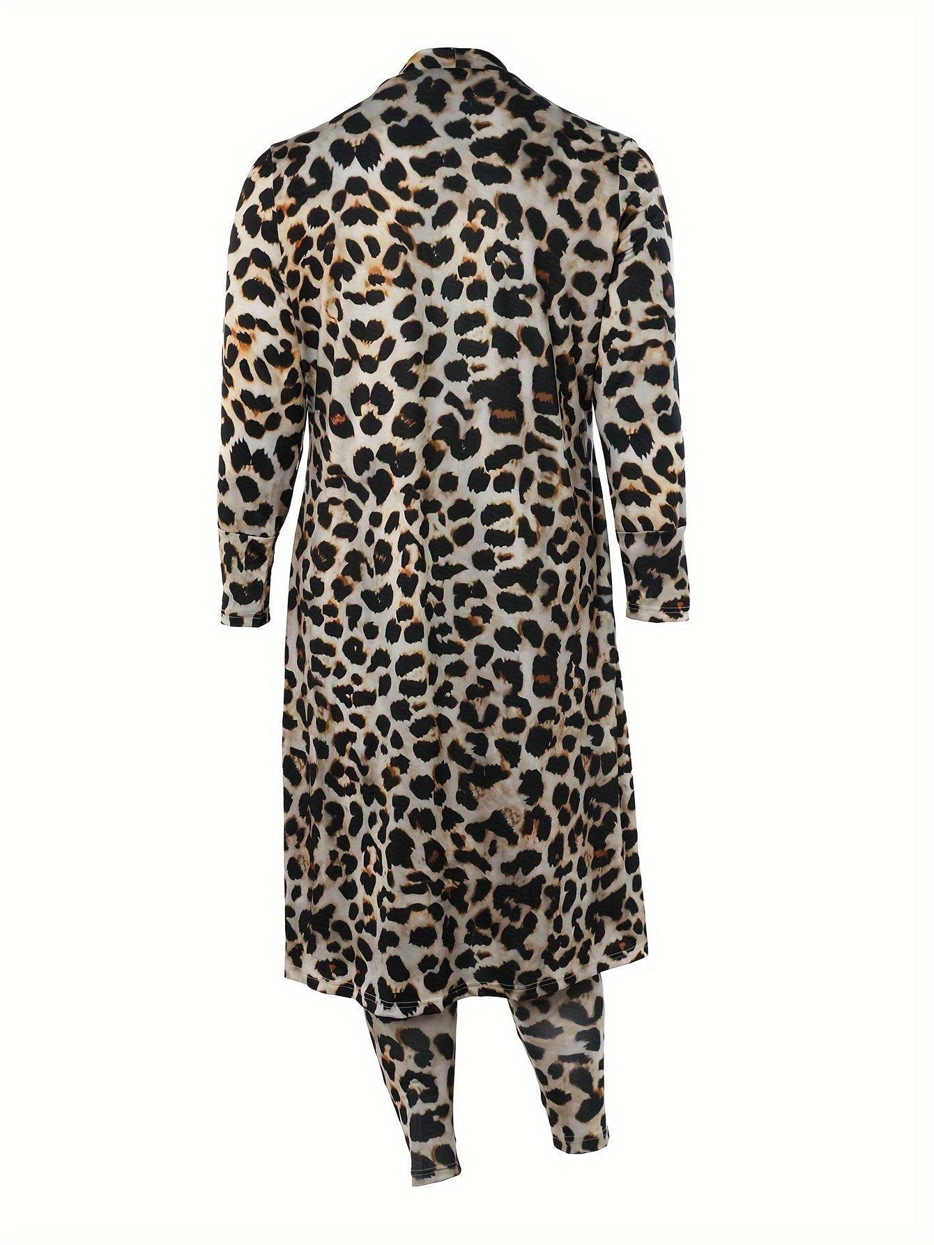  Leopard Print Cardigan & Pants Set for Women