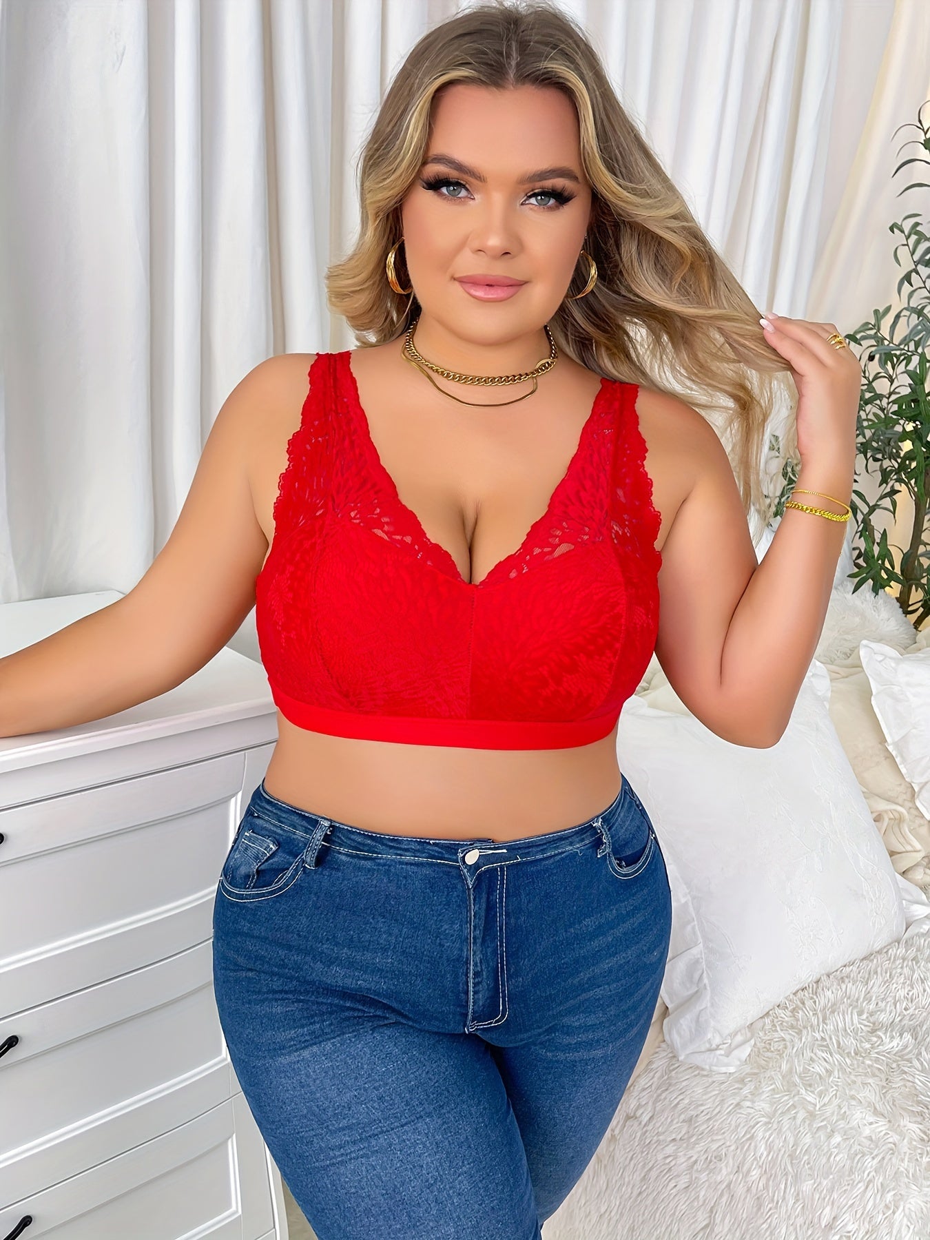  Sexy Lace Bra Women Full Cover Comfort Wide Straps Bralette